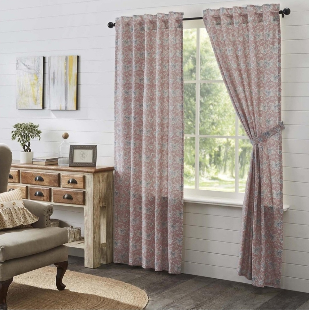 VHC Brands Kaila Country Cottage Vintage Floral Curtain Panel Set of 2